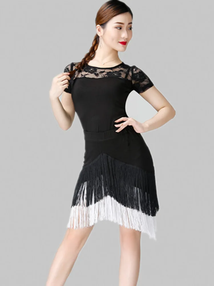 

Женский ассиметричный костюм для латиноамериканских танцев, элегантная юбка для тренировок, классическая юбка с высокой талией, ткань для столбов