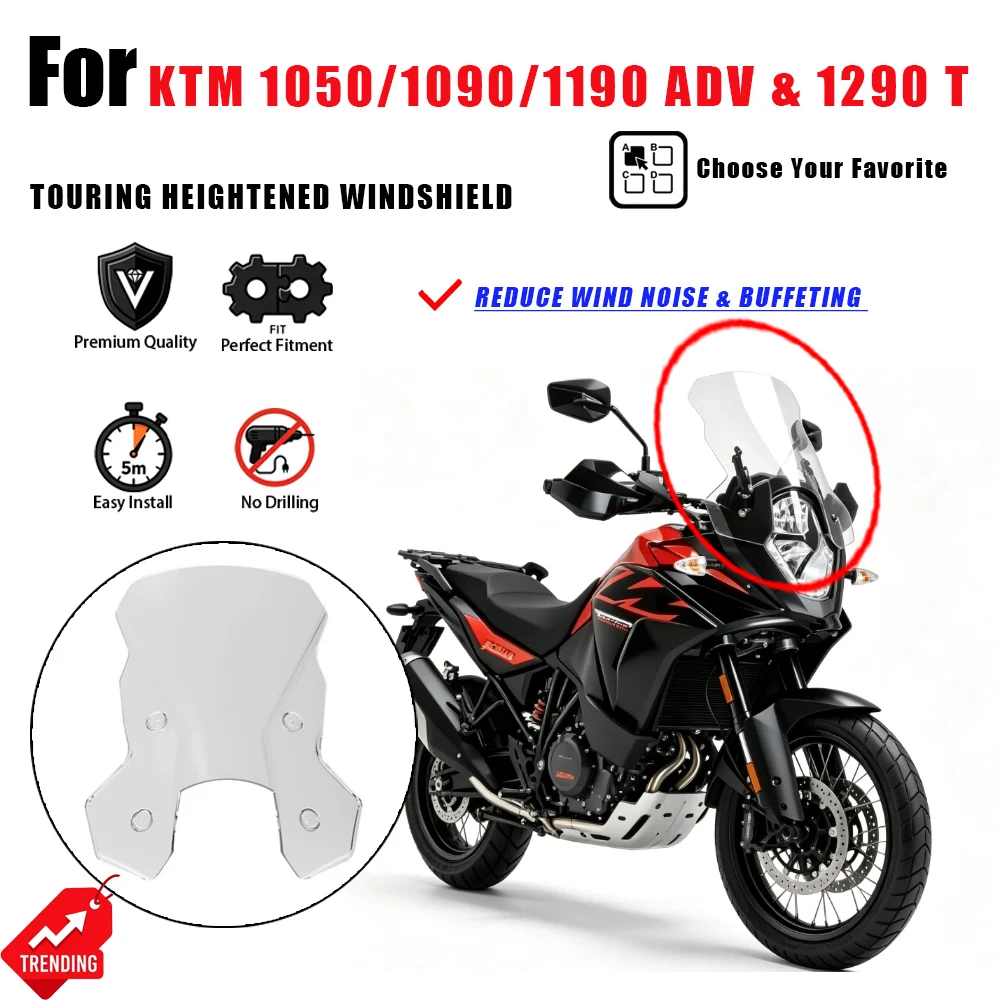 Фото Для KTM 1050 1090 1190 ADV 1290 Super Adventure T: Увеличенное ветровое стекло (Parabrisas Parabrezza), аксессуары для мотоциклов, дефлектор, запчасти №1