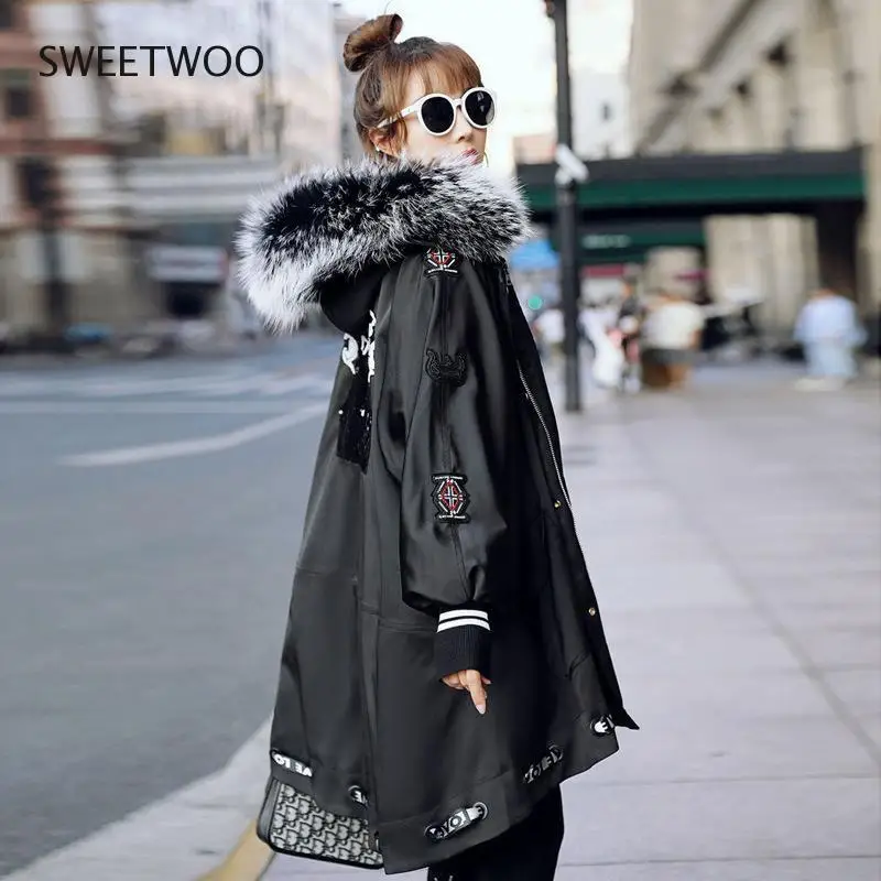 Parka Women 2021 Autumn and Winter New Mid-Length Detachable Real Rabbit Fur Liner Fashion Profile Fur Coat for Women Contracted