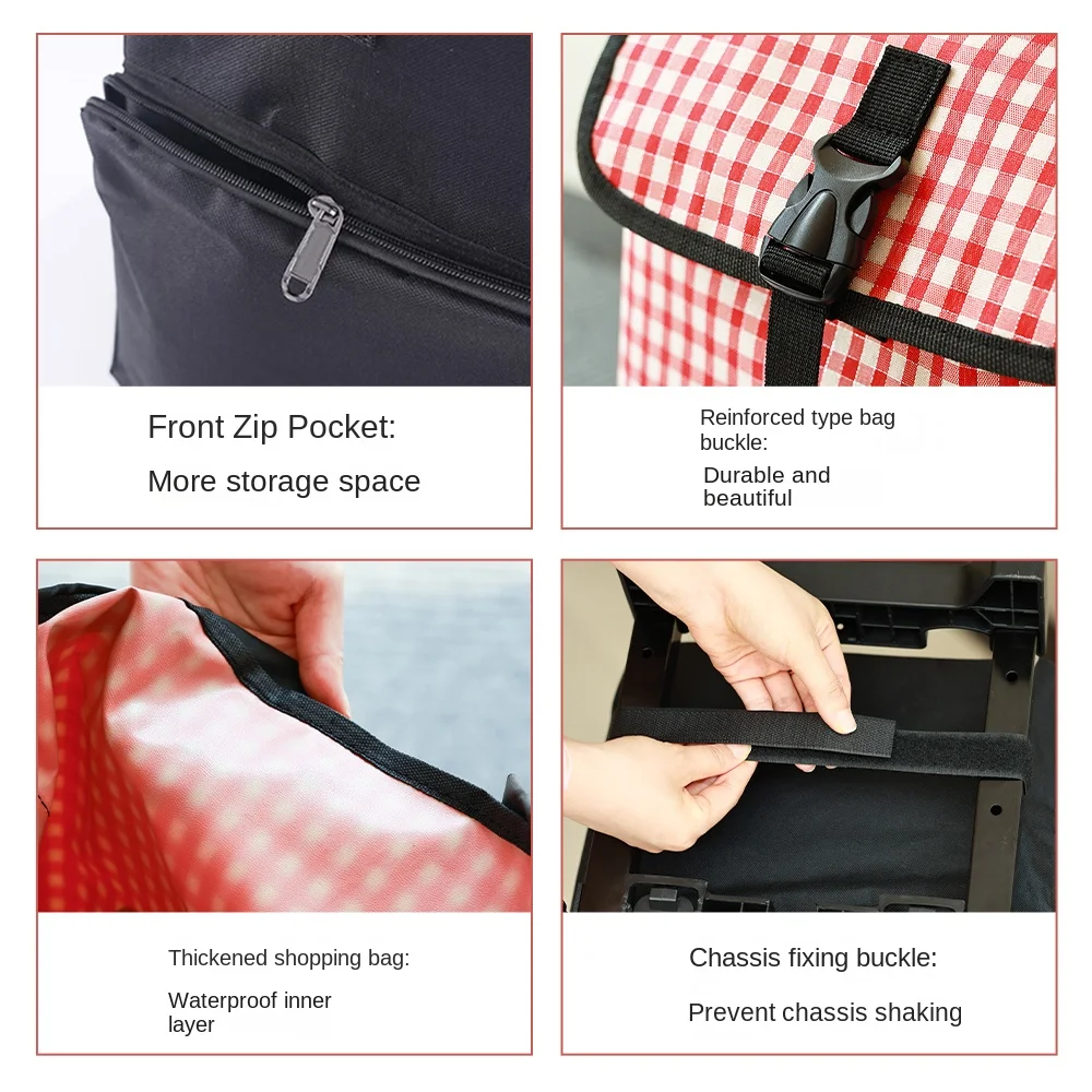 Небольшая тянущаяся тележка Складная портативная для покупок бытовая легкая