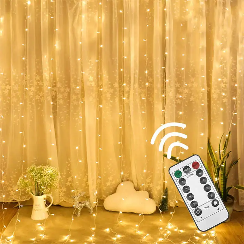 

Window Curtain String Light with Remote Control Timer for Christmas Wedding Party Home Garden Bedroom Outdoor Decoration
