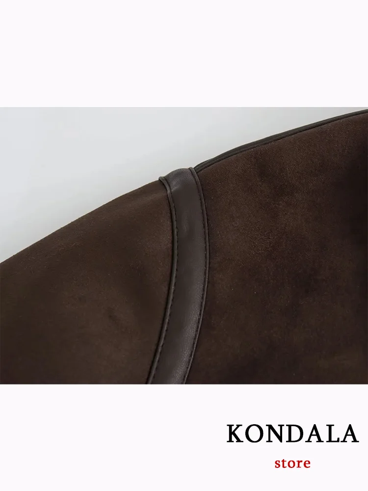 KONDALA винтажные шикарные коричневые женские кожаные куртки на молнии с карманами