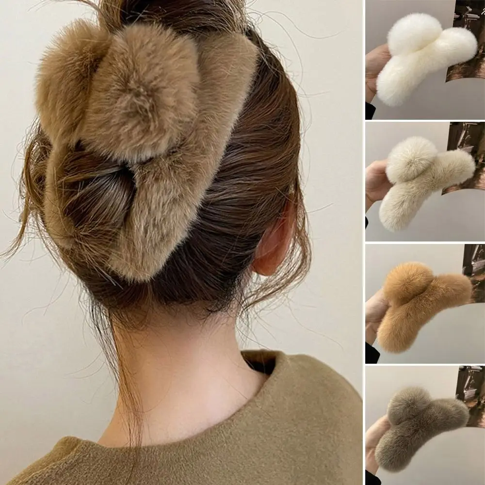 

Заколка для волос женская из искусственного меха, модный аксессуар для волос в Корейском стиле, зажим для хвостика, аксессуары для волос
