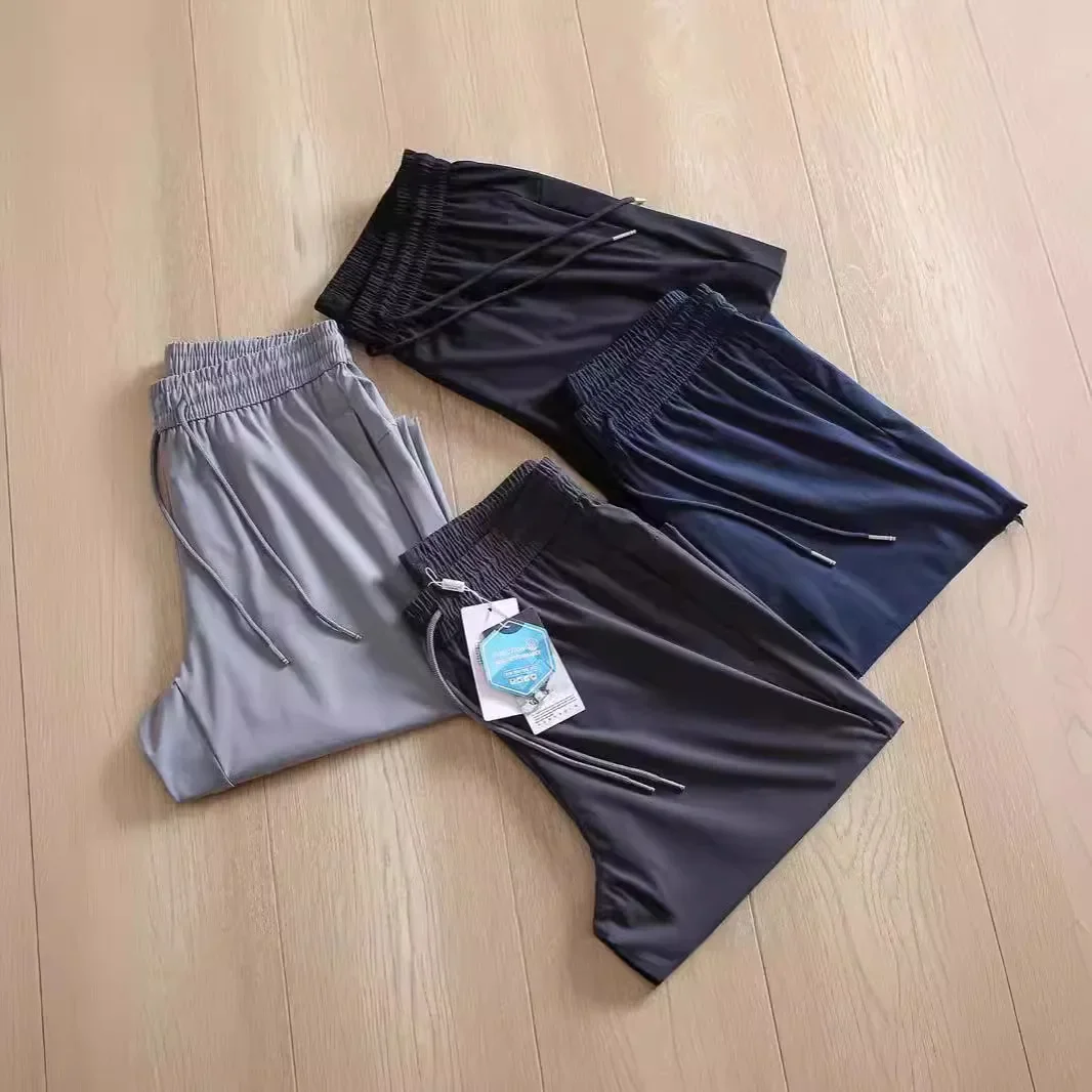 Уличные однотонные мужские прямые спортивные брюки легкие дышащие