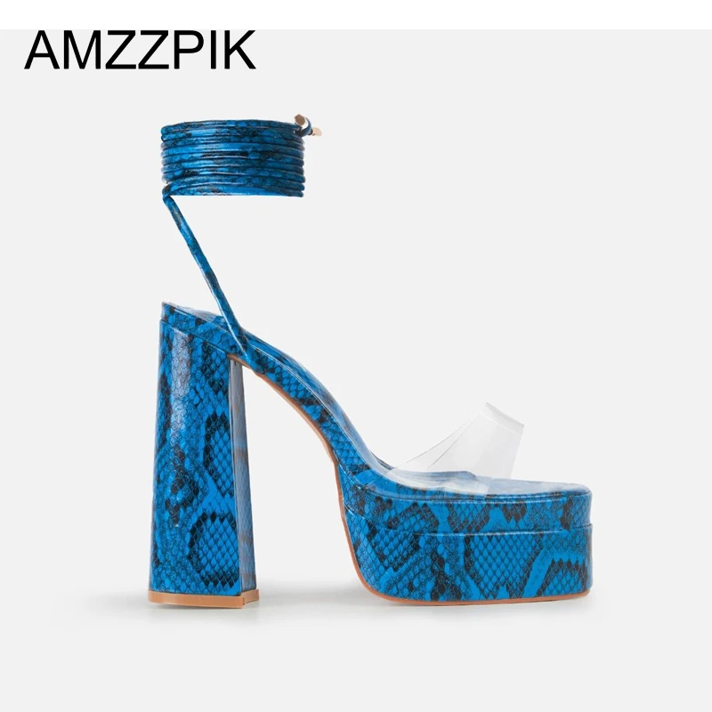 

Women's Sandals 2022 Summer Chunky Platform Ladies Shoes Female Super High Heel Party Woman Lacing Pumps zandalias de mujer