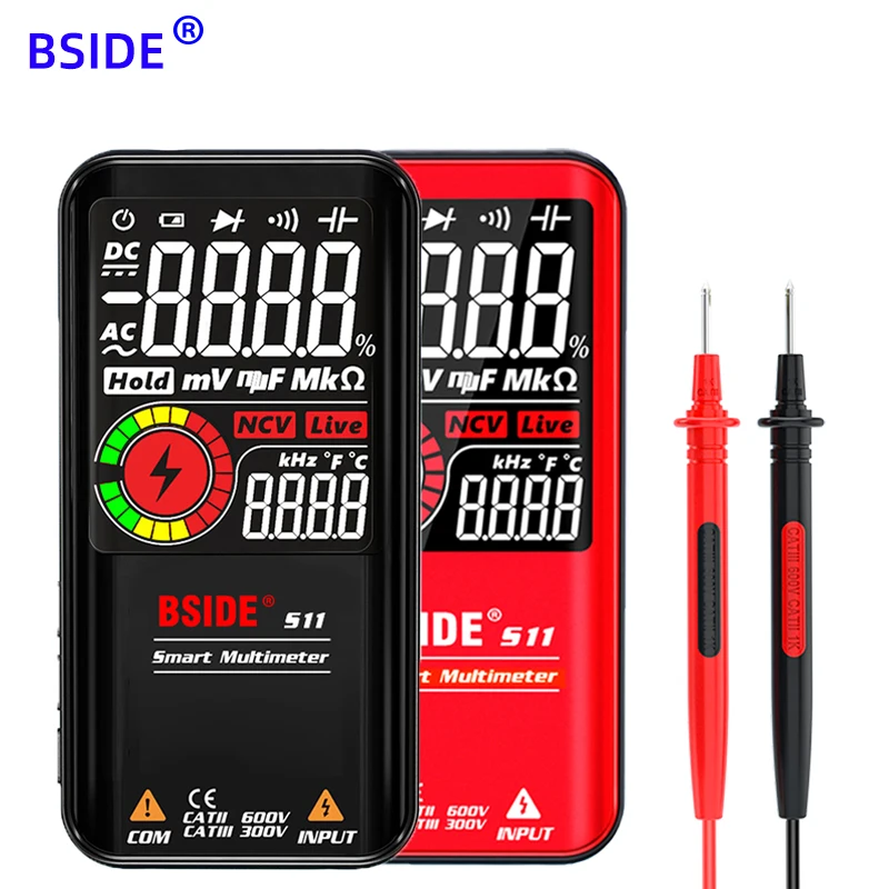 

BSIDE 9999 Counts Digital Multimeter S10 S11 S20 Smart DC AC Voltage Capacitor Ohm Diode NCV True RMS EMF Tester Detector meter