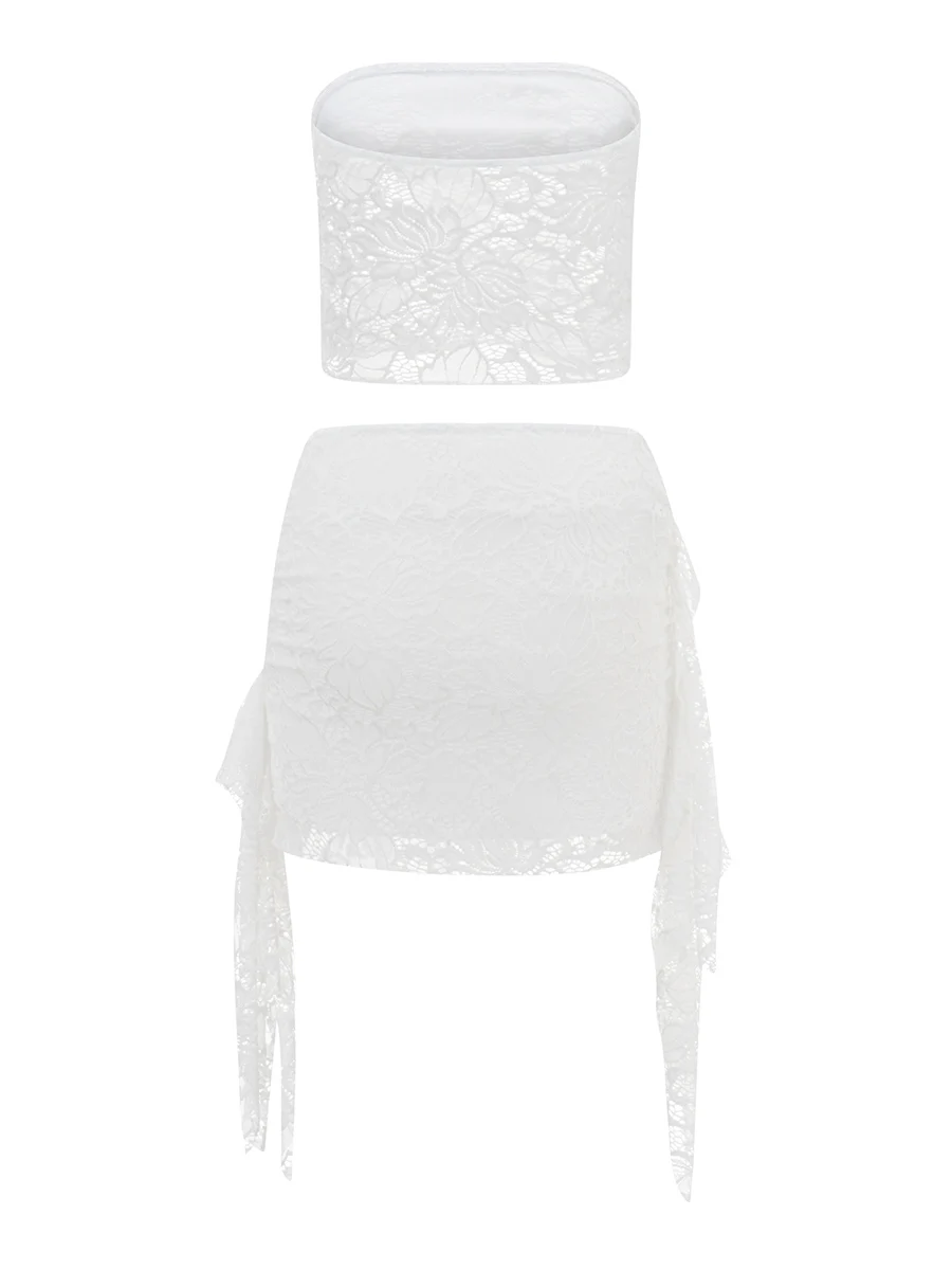 Женский кружевной комплект y2k летний из двух предметов прозрачная сетчатая