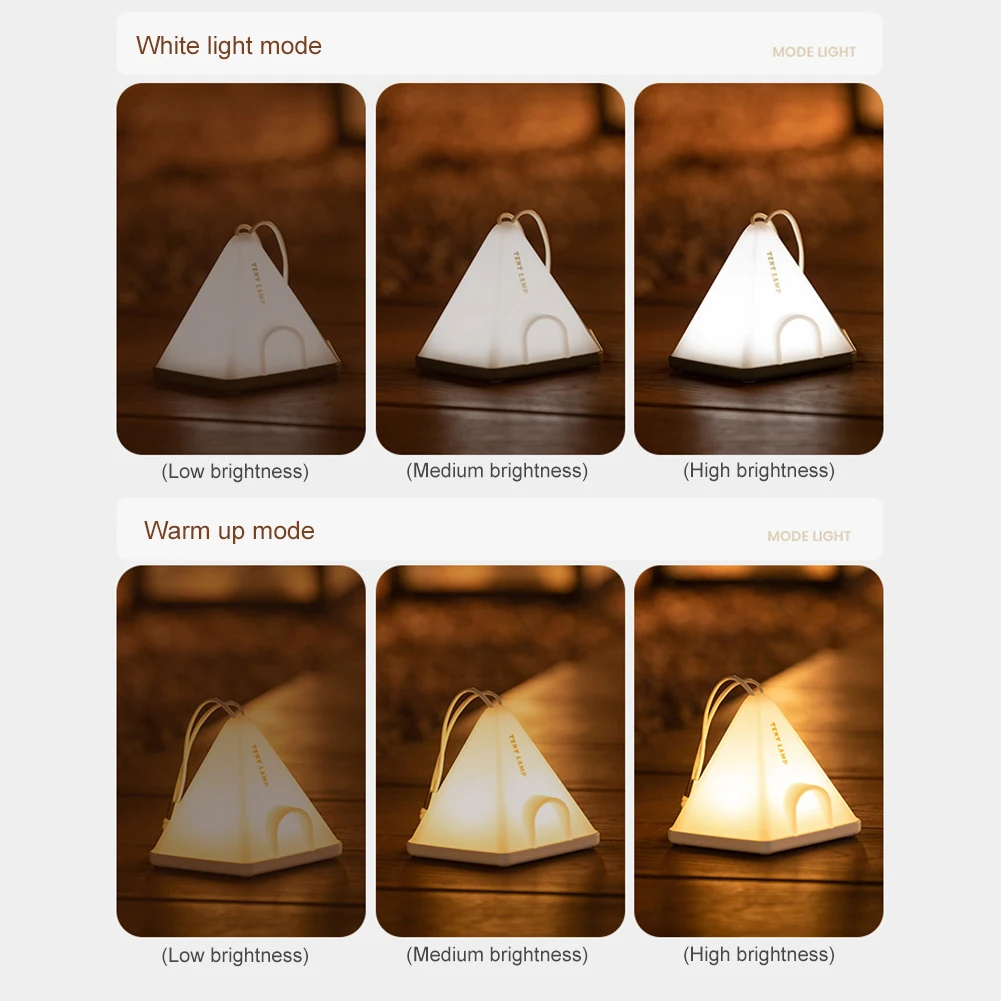 

LED Camping Lamps 1200Mah Battery USB Charging Emergency Table Lamp 6 Light Mode Portable Tent Light Hangable for Camping