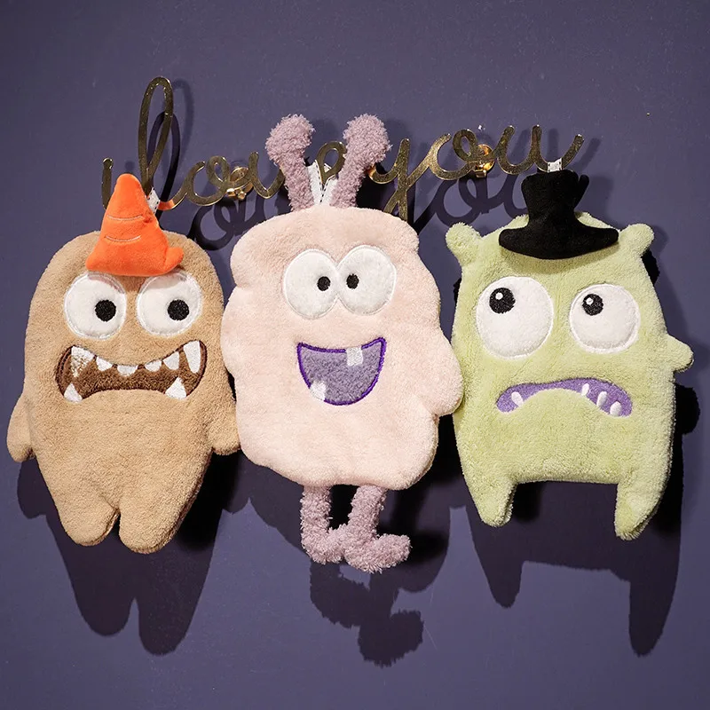 

Полотенце для рук в стиле Хэллоуина в виде монстра подвесное кухонное быстросохнущее трехслойное утолщенное полотенце из кораллового бархата платок