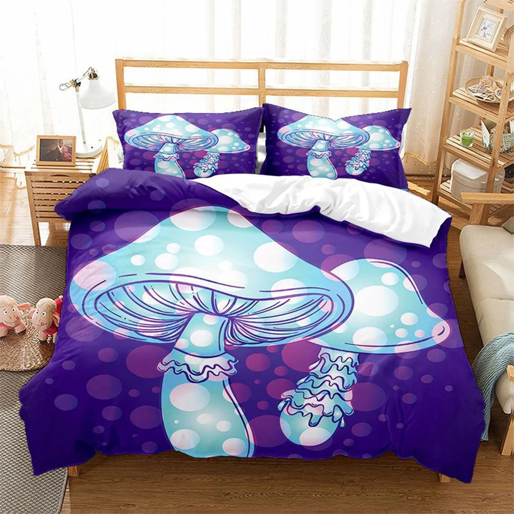 

Hot Sale Cartoon Bedding Set Mushroom Pattern Quilt Cover 2/3pcs 200x200 Full Queen Size Boy Girl Bedclothes Bed Linen(NO Sheet)