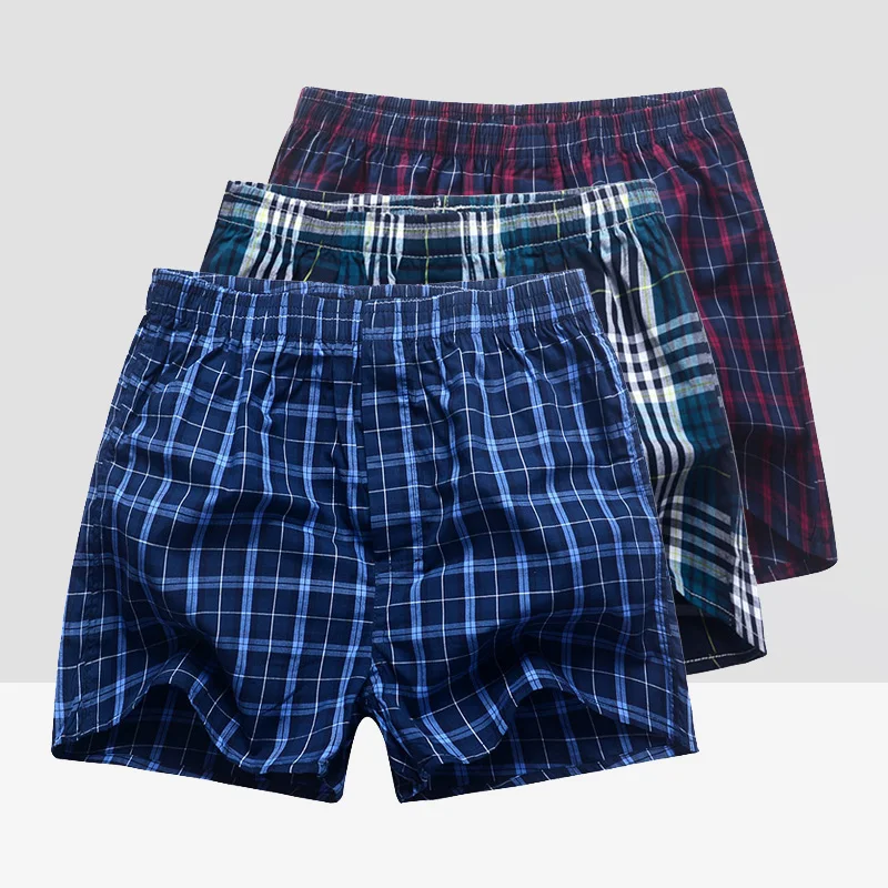 

3 шт./Лот, мужские трусы-боксеры в клетку, 100% хлопок