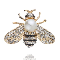 korean diamond inlaid bee brooch high grade cartoon insect pearl brooch dress corsage accessories silk scarf buckle dual purpose