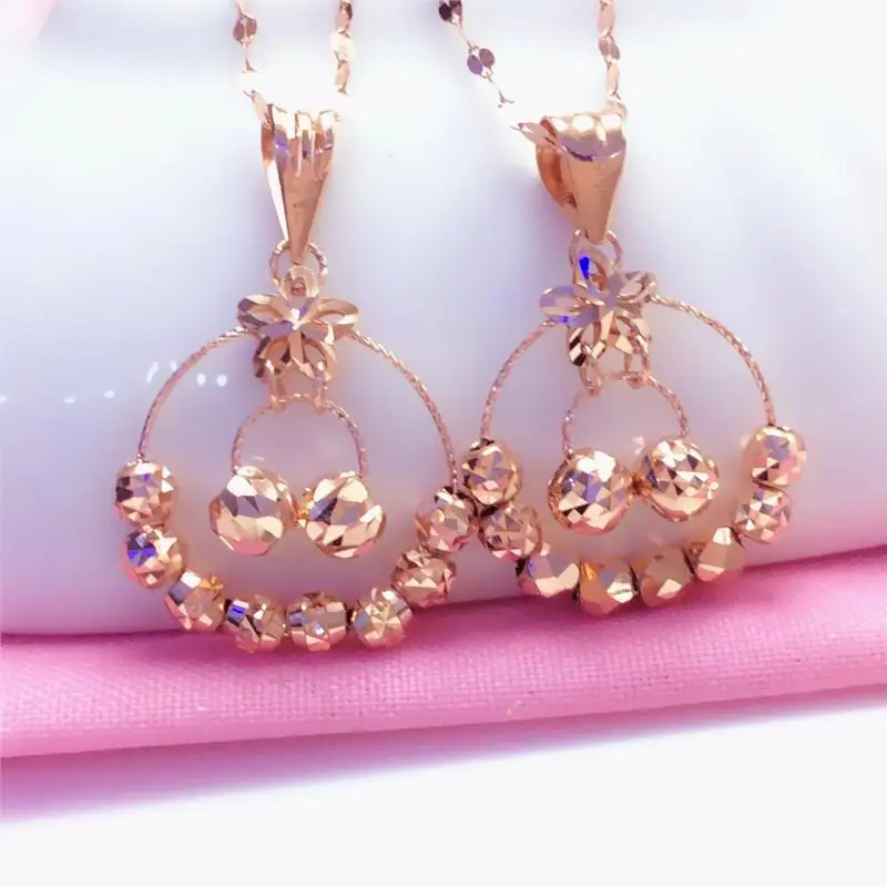 

Russian Purple Gold Double-Layer Bead Pendant Women's Fashion Graceful Personality Rose Gold Clavicle Chain Necklace