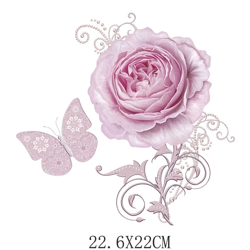 

22.6x22cm New Colorful Flower Iron On Patches For DIY Heat Transfer Clothes T-Shirt Thermal Stickers Decoration Printed