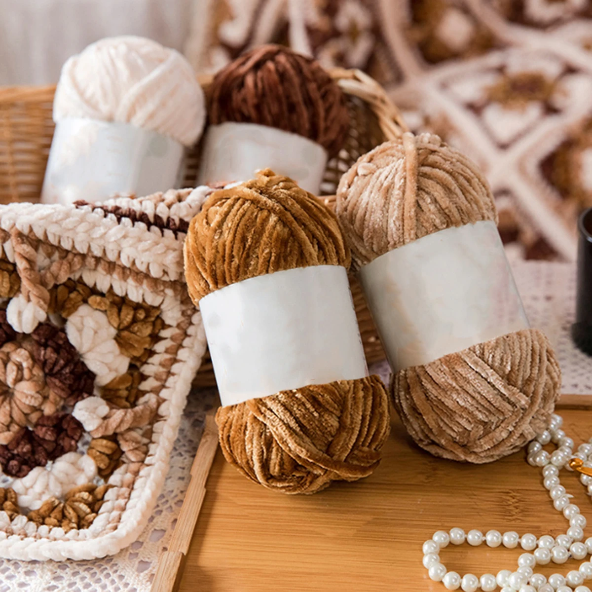 Пряжа мягкая бархатная для вязания и крючком 5 шт. X100g