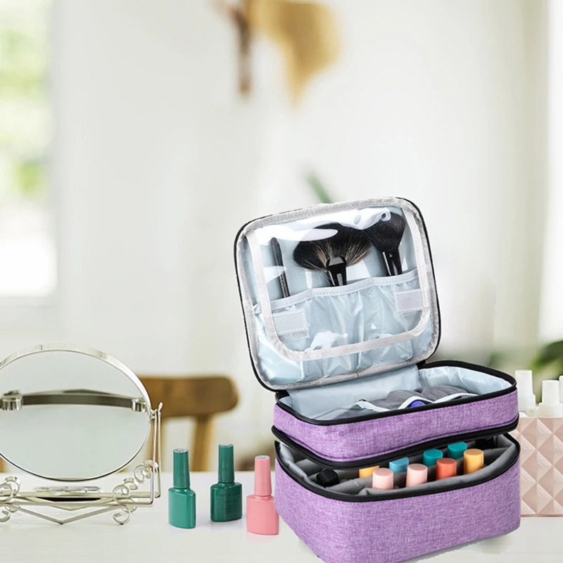 

Essential Oil Carry Bag Portable Travel Double-layer Nail Polish Box Cosmetic Storage Perfume Lipstick Organizer