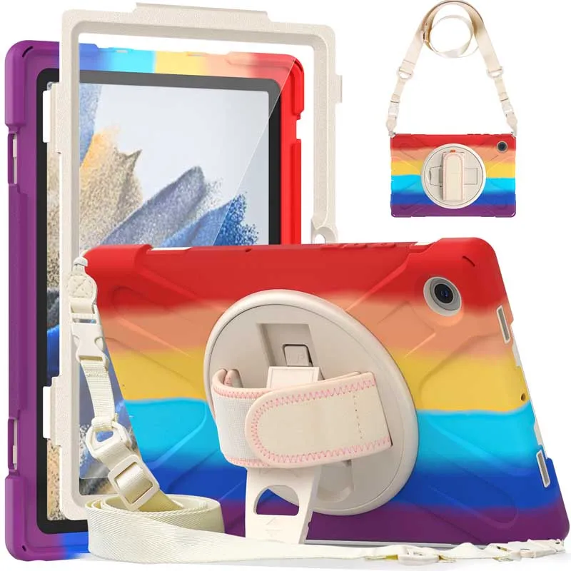 

Чехол для Samsung Galaxy Tab A8 10,5 2022 SM-X200 SM-X205 сверхпрочный защитный чехол с подставкой и ремешком на шею