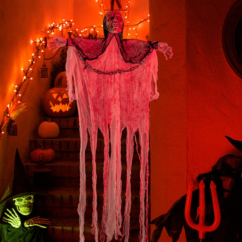 

Halloween Horror Hanging Ghost Tricky Props Terror Bloody Glowing Demon Decor Haunted Skeleton Ghost Bar Home Party Decoration