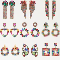 bohemian multicolored long dangle earrings for women 2022 trend luxury design vintage butterfly geometric crystal tassel jewelry