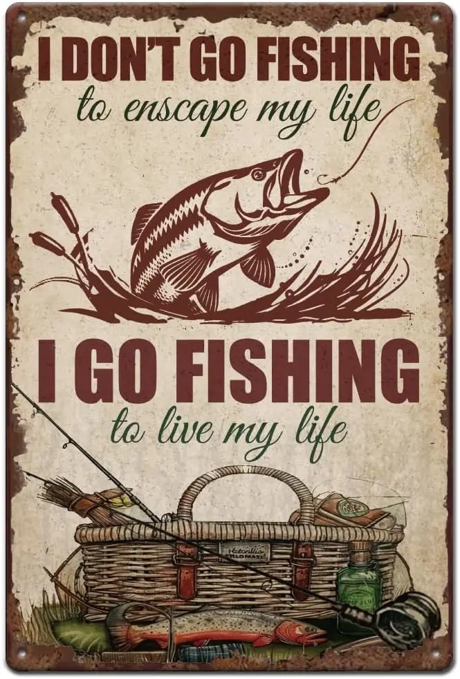 SUPNT Vntge Metl Tn Sgn Go Fshng Funny Sgns Mn Cve Спальня Lke House Cbn Wll rt Декор Ретро Плакат для F