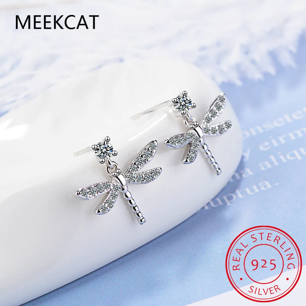 Настоящее серебро 925 пробы модные милые крошечные серьги-гвоздики с насекомыми и