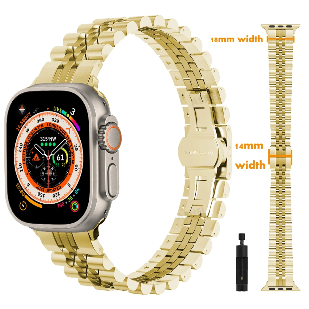 

For apple watch 7 8 41mm 45mm strap 6 5 4 se 40mm 44mm ultra 49mm band for iwatch 3 38mm 42mm Stainless Steel Luxury Bracelet