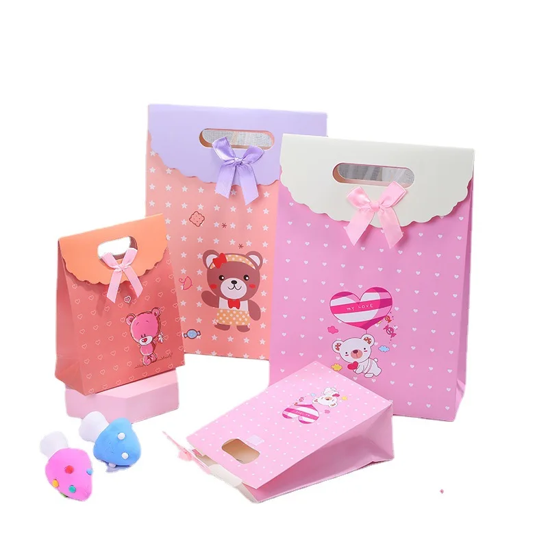 

10 шт., Подарочная сумка с мультяшным рисунком, Детская сумка на день рождения, портативная подарочная упаковка, самоклеящаяся дизайнерская вечерние на Рождество и день рождения