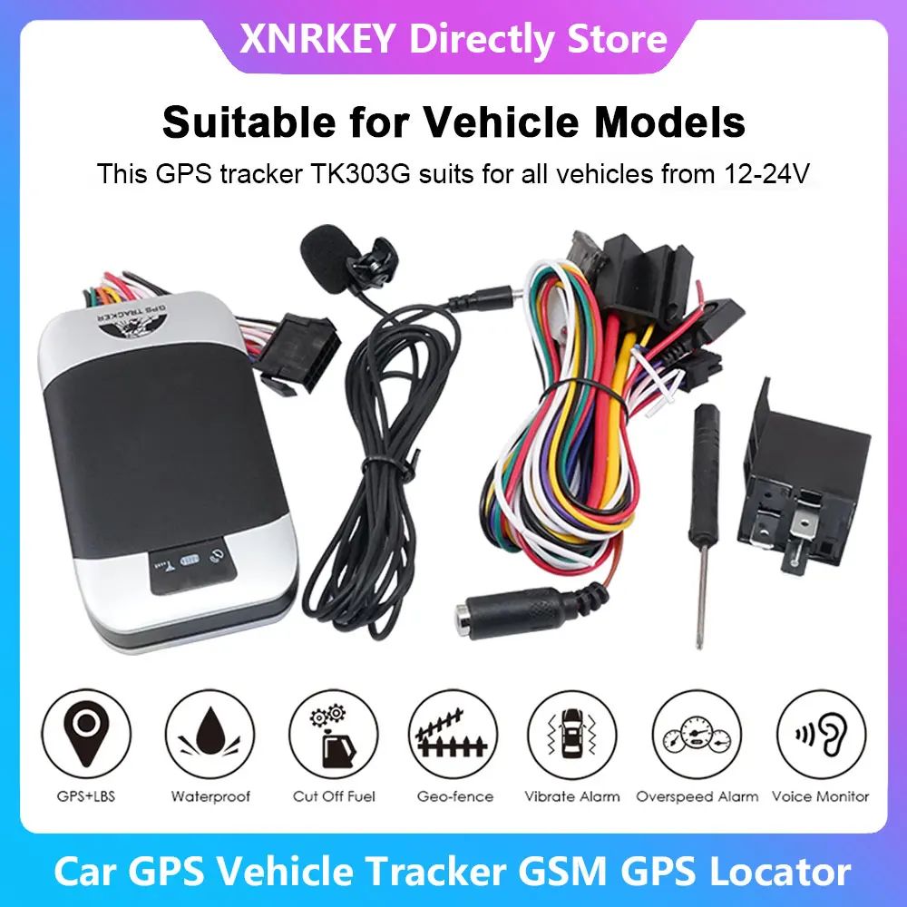 

Автомобильный GPS-трекер XRNKEYCar, GSM GPS-локатор, Coban TK303G, водонепроницаемый IP66, дистанционное управление, отключение двигателя, Geofence Free W