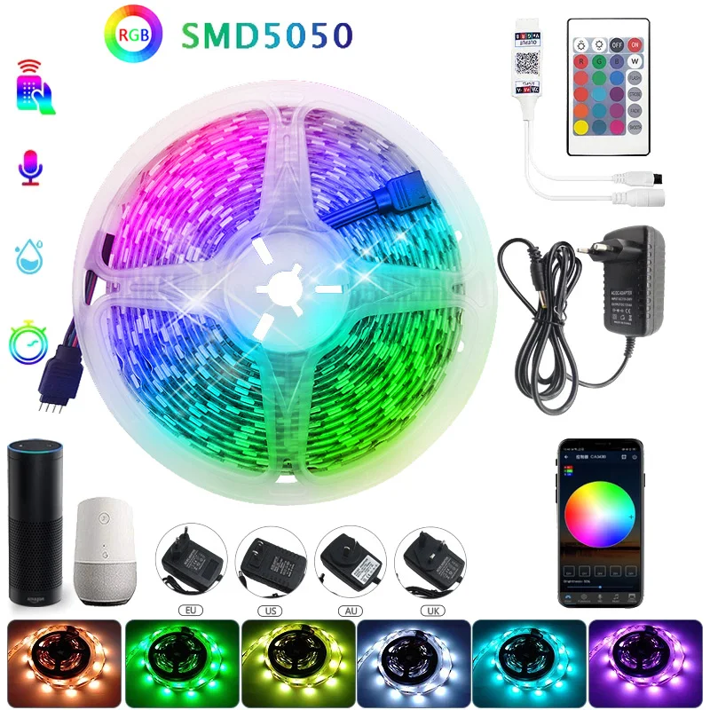

Led Strip Light 5050 SMD 60leds/m RGB LED Strip DC 12V Flexible RGB Lamp Tape Diode Ribbon ​WiFi Bluetooth Controller+Adapter