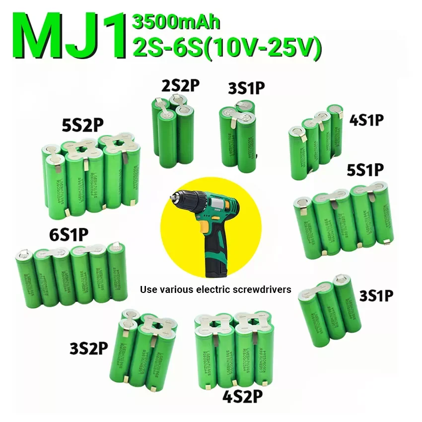 

NEW2023 18650 MJ1 3500mAh 7000mAh 20 amps 3S 4S 5S 6S 8S 7.4V 12.6V 14.8V 18V 25.2V 29.6V For Screwdriver batteries weld battery