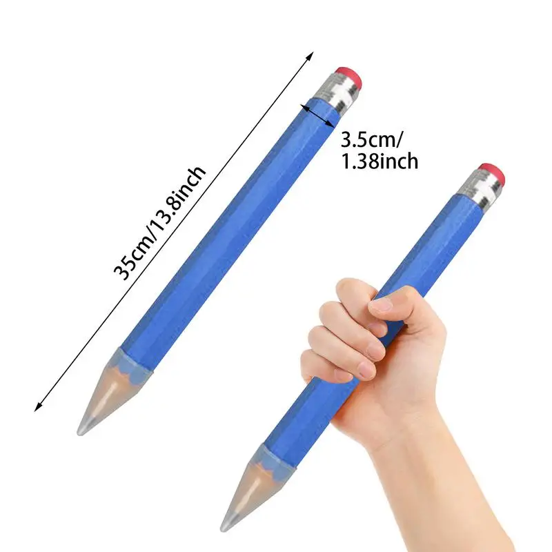 35cm Giant Pencil Wooden Jumbos Pencil Funny Colorful Handcraft Stationery Novelty Pen for Kids Student Christmas Ornament Gifts images - 6