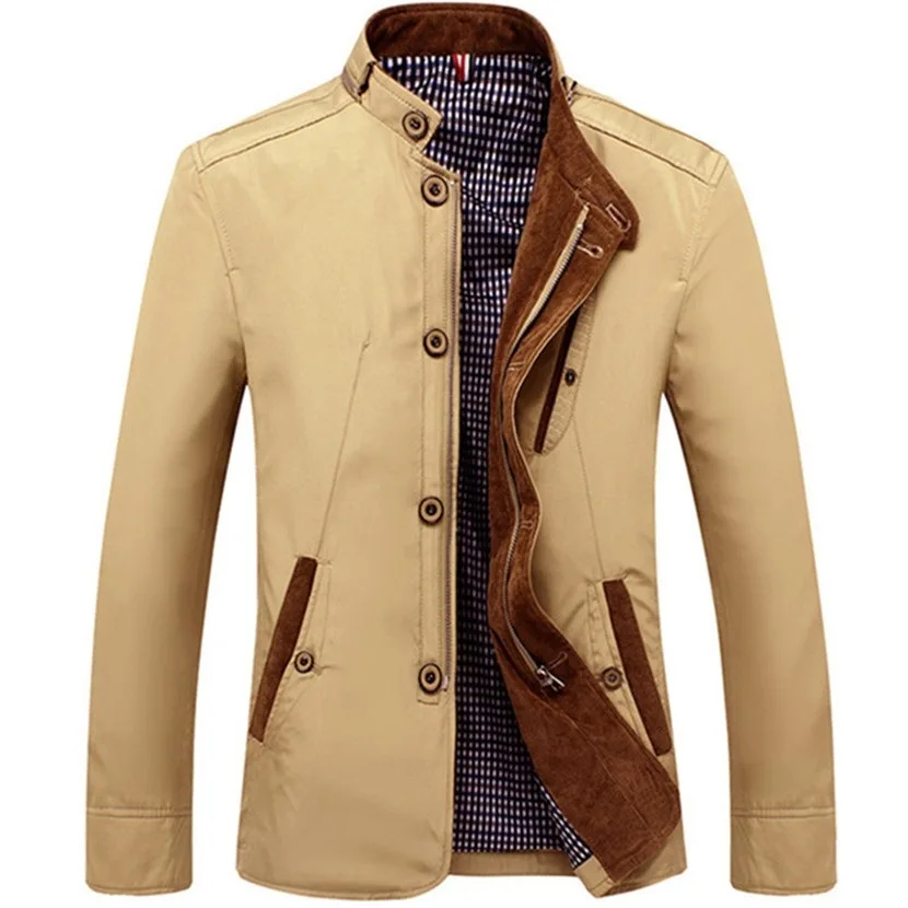 Куртка мужская деловая с воротником-стойкой, ветровка средней длины, модная повседневная однотонная верхняя одежда, весна 2022