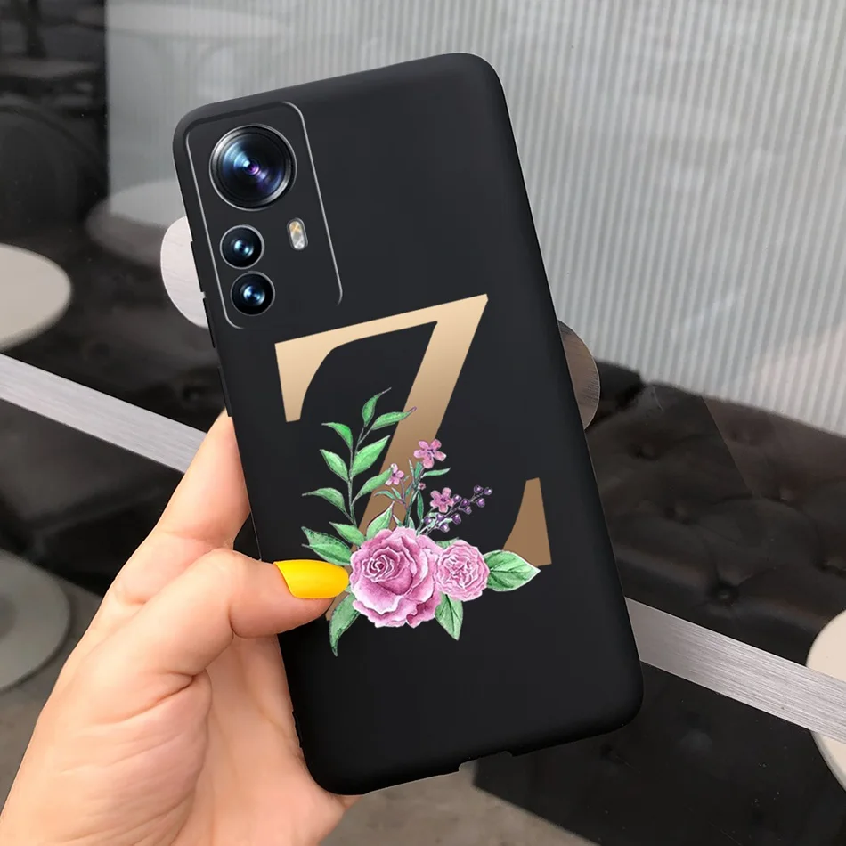 Модный силиконовый чехол с надписью Initial для Xiaomi Mi 12 Pro мягкий из ТПУ цветочным