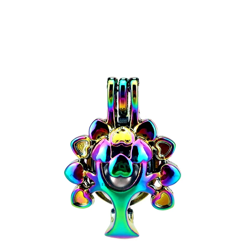 

10PCS Romance Charm Love Tree Pearl Cage Locket Aromatherapy Diffuser Pendant For Gift Necklace Keychain Jewelry Making Bulk