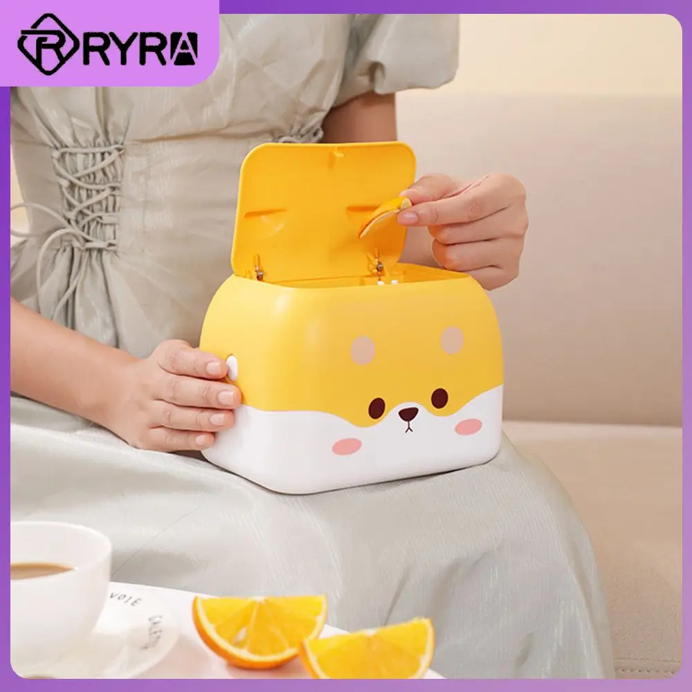 1pcs Garbage Basket Press Type Cute Appearance Tissue Box Office Desktop Cartoon Household Cleaning Tools Pp 17.5×12×15cm