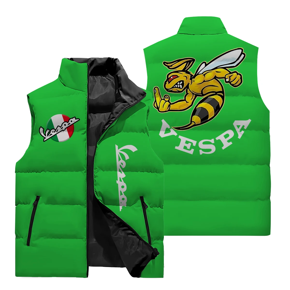 2024 зимняя мужская модная теплая куртка без рукавов с мультяшным рисунком