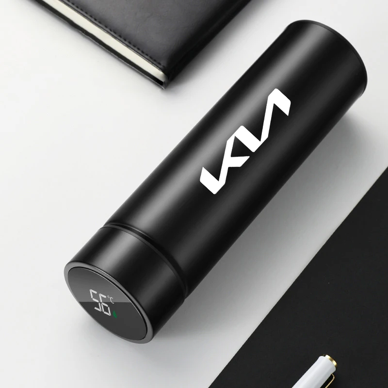 

500 мл Kia KN автомобильный логотип, дисплей температуры, термос, чашка из нержавеющей стали, разделенный термос, уличная чашка с вакуумной изоляцией, подарок