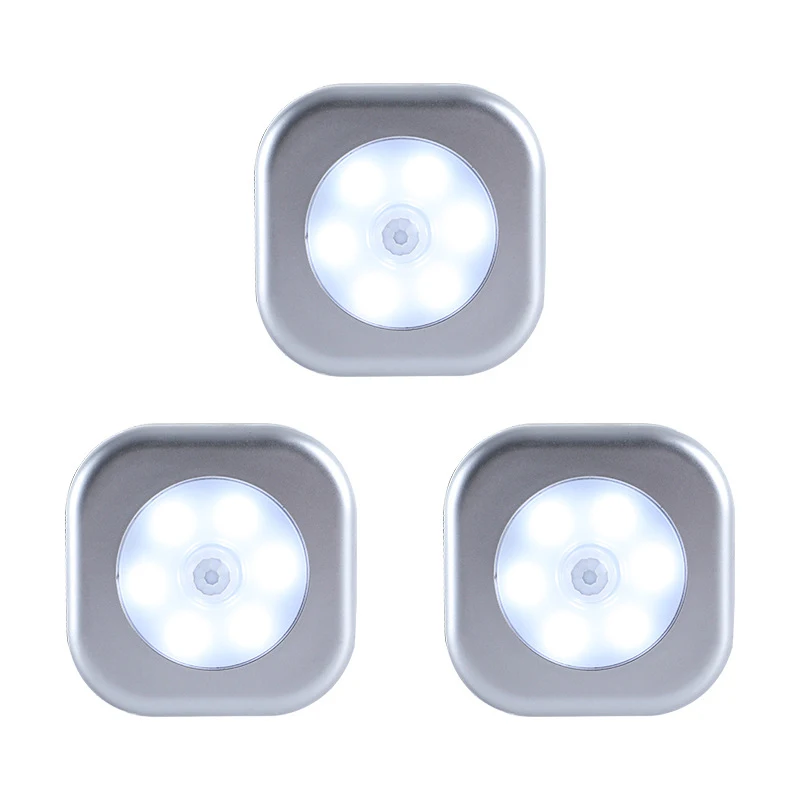 

Ночсветильник с датчиком движения, 6 светодиосветодиодный для кабинета, декора спальни, беспроводной светильник для шкафа, гардероба, корид...