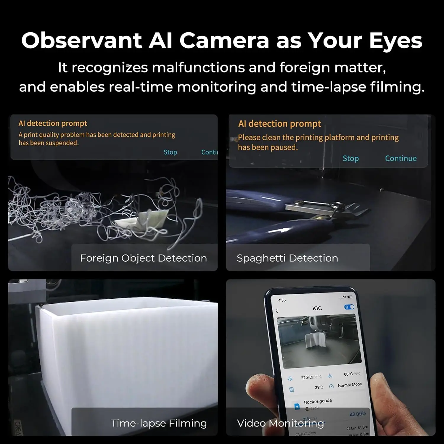 3D-принтер CREALITY-K1C MAX 600 мм/с печать с камерой AI стабильная рамка автоматическое