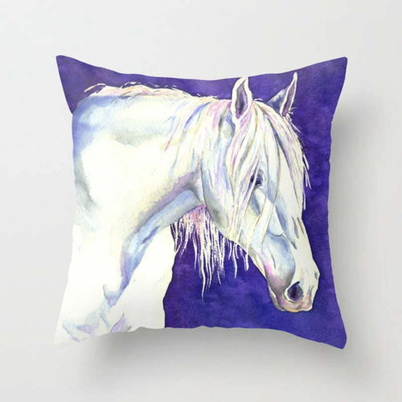 

Decorative Pillow Cover - Horse Painting - Throw Pillow Cushion - Home Decor