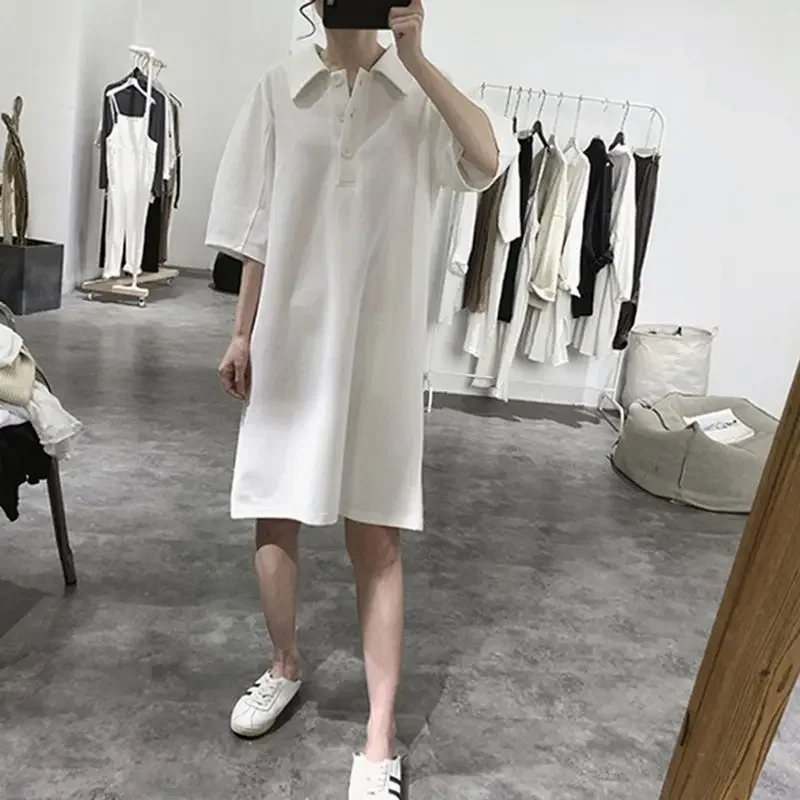 Повседневное платье с воротникомPOLO и короткими рукавами женское летнее