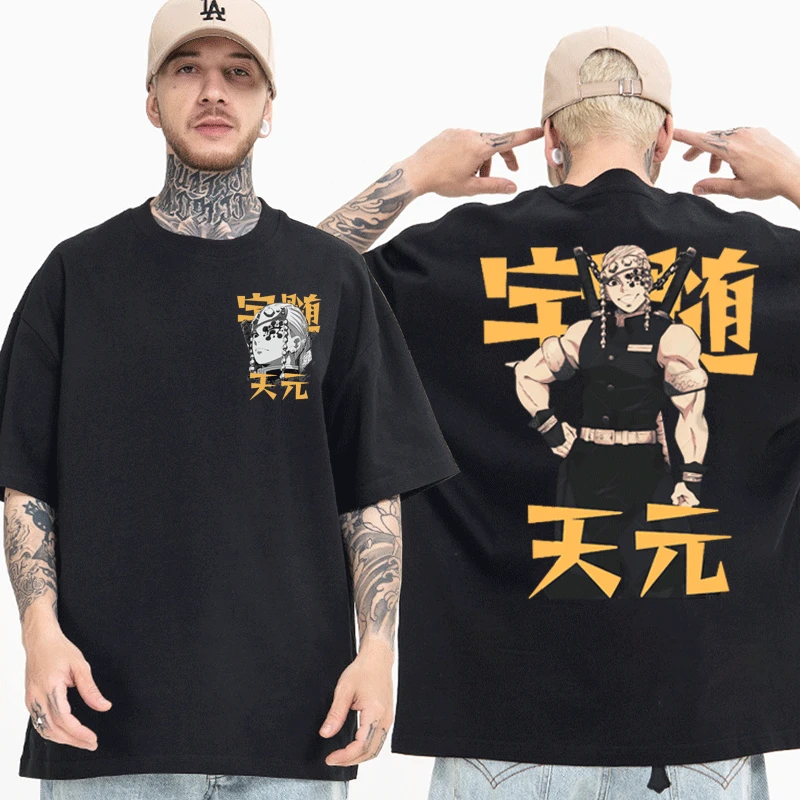 

Anime Demon Slayer T-Shirt Men Women Summer 100% Cotton Cozy Tee Shirt Tengen Uzui Manga Graphic T Shirt Streetwear Oversized