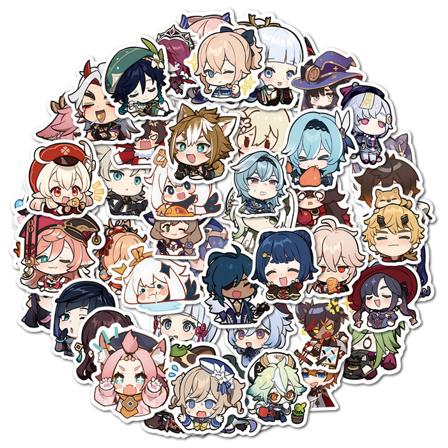 10/50 шт. новые наклейки Genshin Impact Chibi Kawaii Decal Eula Hutao  письмо новые персонажи наклейки водостойкий ноутбук телефон