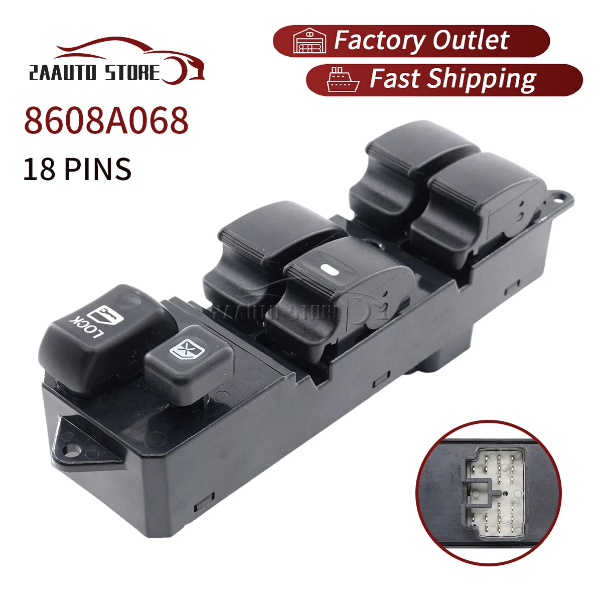 

for Mitsubishi Lancer 2008-2015 8608A068 Power Window Lifter Control Switch Car Accessories C8DD654M 8608A068 8608A187 18Pins