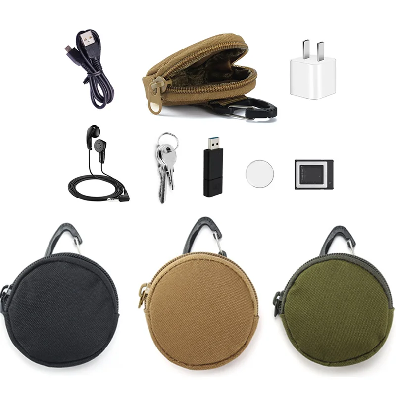 

Тактическая Повседневная сумка, мужские кошельки для монет, кошелек для ключей, держатель, военный армейский брелок, карманный органайзер на молнии с USB-кабелем и гарнитурой