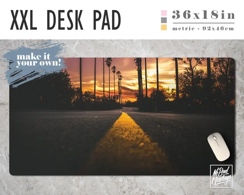 

Road Trip Travel Print Extra Large Desk Pad, Desk blotter, Office decor with Available Custom Monogram - Extended Mouse Mat - 36
