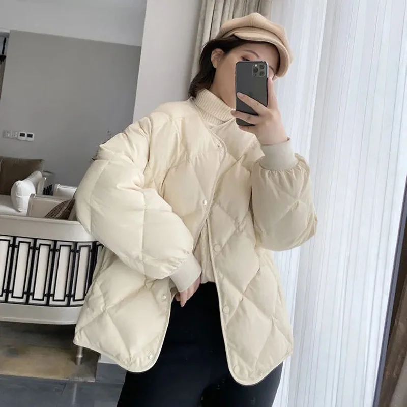 Padded Jacket Womens 2022 Spring Autumn New Korean Loose All-match Down Cotton Coat Women Casual Short Single-breasted Parkas