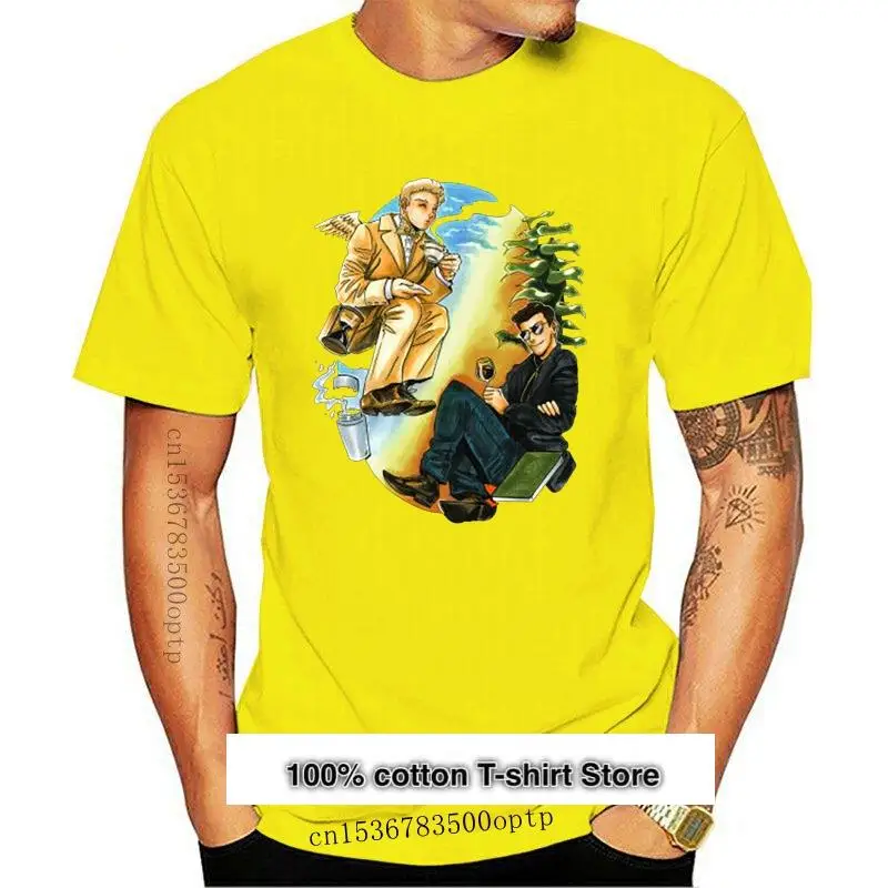 

Новинка, черная футболка с изображением ангела из серии Omens, демона, Кроули, Инь, Янь