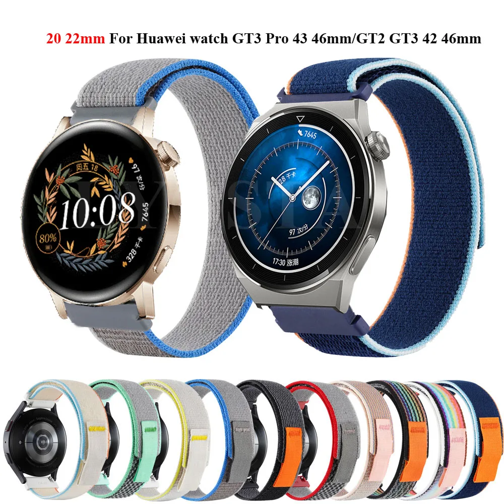 

Nylon Band 20mm 22mm For HuaWei Watch GT 2 GT3 Pro 43 46MM/GT2/3 42 46mm GT Runner 46mm/GT2 Pro Strap Watchband Bracelet