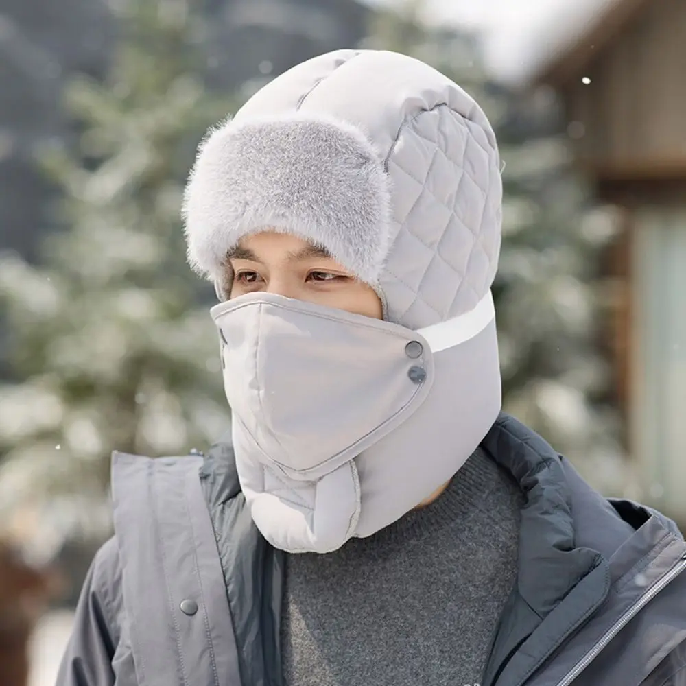 Утолщенная шапка-балаклава с очками капюшон утеплитель для шеи плюшевый шейный